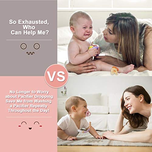Baby Pacifier Clip Silicone Beads-Newborn Pacifier Holder for Soothie Binkies Teethers BPA Free Natural Chew Teething Relief Toys for Boy Girl Gender Neutral Baby Shower Gifts Unique 2 Pack (Pink)