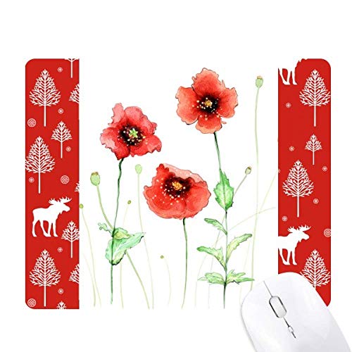 Souris des bois aquarelle et fleur de pavot pour un Noël tendre et poétique