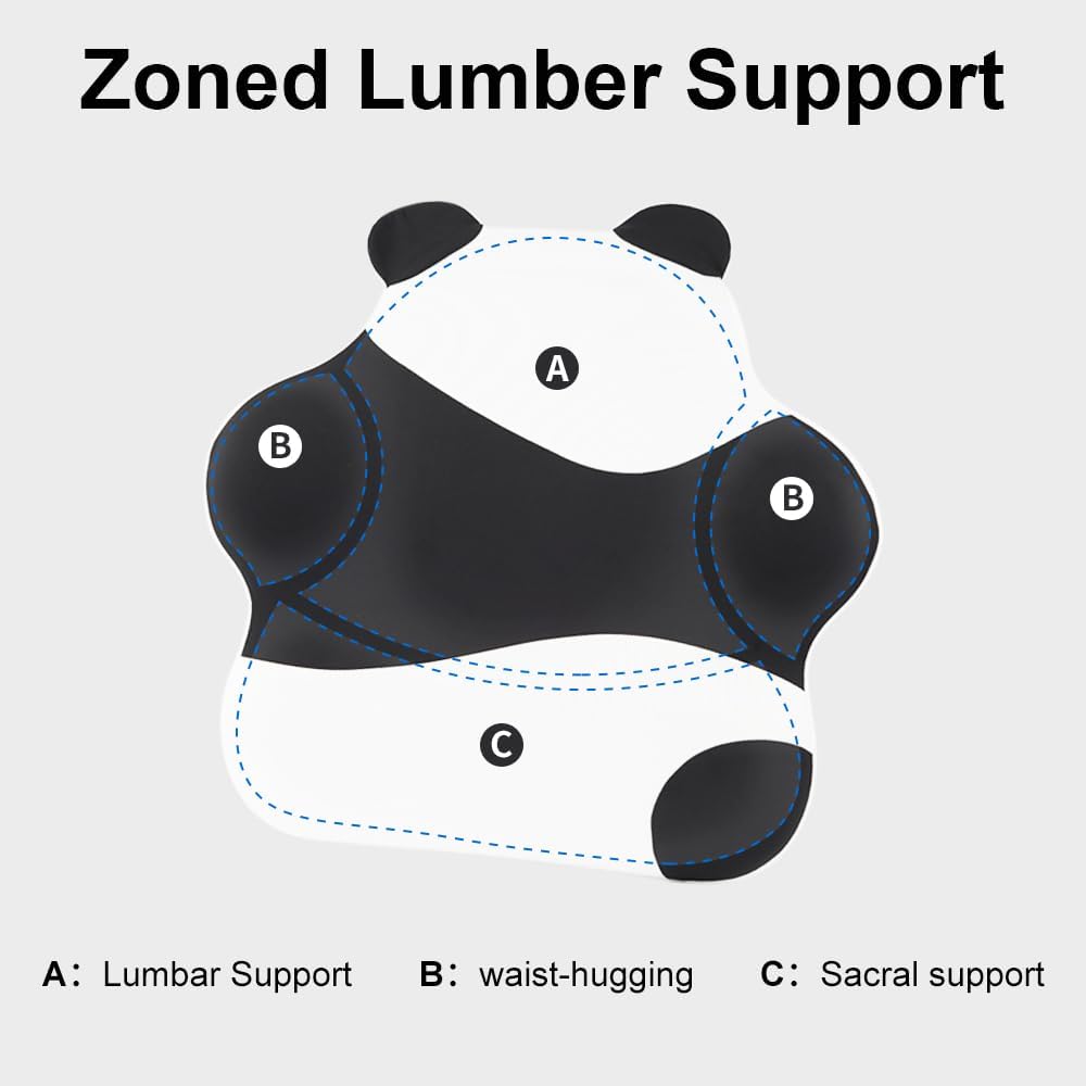 Lumbar Support Pillow for Office Chair, Panda Design, Car Seat and Office Chair & Home Essentials, High Density Memory Foam Ergonomic Back Pillow, Improve Posture,Relieve Soreness