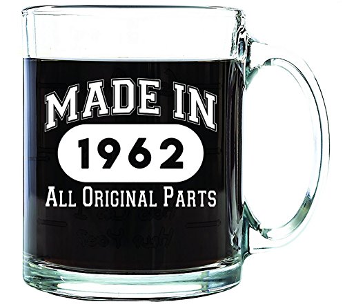 Shop4Ever Made In 1962 Novelty Glass Coffee Mug Tea Cup Gift ~ Birthday ~ (13 Oz, Clear) #TOP1
