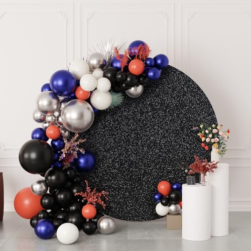 CMICHO 7.2ft Sequin Round Backdrop - Black Glitter Circle Photography Background for Luxurious Golden Birthday, Wedding, Bridal, Baby Shower Party Decor by CMICHO - Image 6
