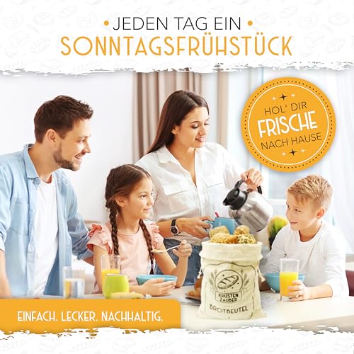 Foto von KRUSTENZAUBER Brotbeutel Leinen 3er-Set 40 x 30 cm für Brot & Brötchen