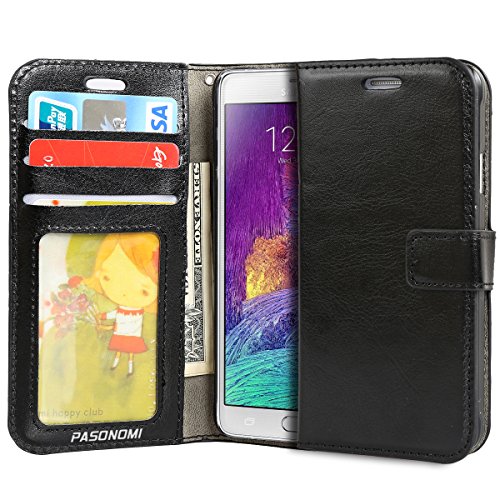 PASONOMI Galaxy Alpha Case, [Wallet Feature] Ultra Slim PU Leather Flip Wallet Case with ID Slots, Stand Feature, and Magnetic Flap Closure for Samsung Galaxy Alpha (Black)
