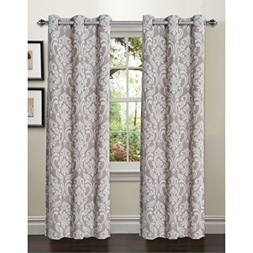 Window Elements Elinor Linen Blend Jacquard 76 X 96 In. Grommet Curtain Panel Pair, Caribou #TOP22