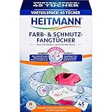 Protección de color: los paños para pintura y suciedad de Heitmann protegen tus textiles de la decoloración y el gris durante el proceso de lavado en la lavadora. La ropa blanca y de color sigue siendo limpia y brillante
