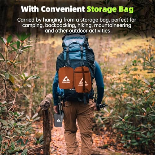 Image of Camping Hammock with Mosquito Net, Underquilt & Rain Fly Tarp - 2 Person Portable Hammock Set for Hiking, Backpacking, Travel, Backyard, Beach - Holds Up to 500lbs (Orange)