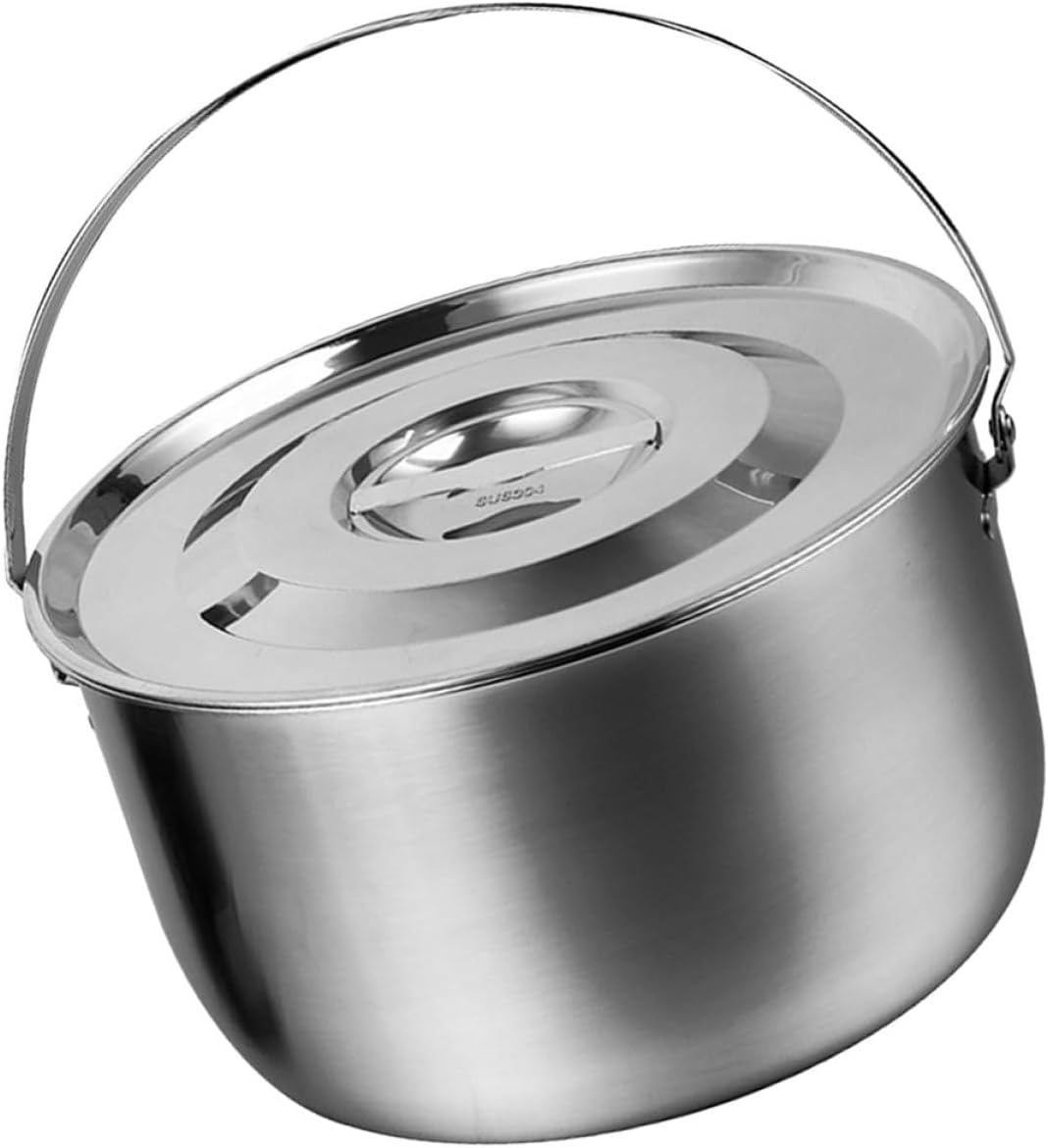 Large Stainless Steel Oil Basin with Handle and Lid, 20Cm High-Temperature Resistant Metal Storage Container for Kitchen and Home Use