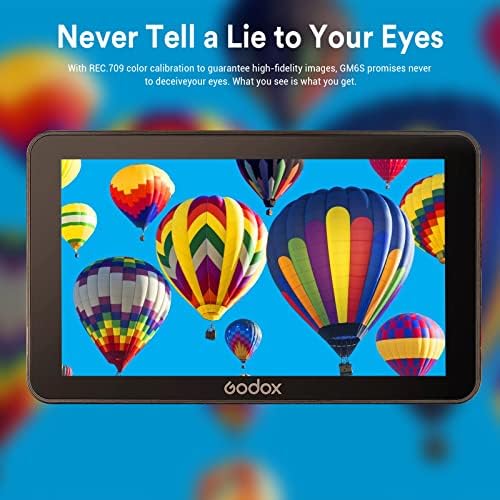 Godox GM6S 4K HDMI Camera Video Monitor, 5.5 Inches Camera Field Monitor,1200nit Ultra Bright IPS HD DSLR Monitor Touch Screen, 1920x1080 Focusing Screen, Support Focus Assist, 3D Luts
