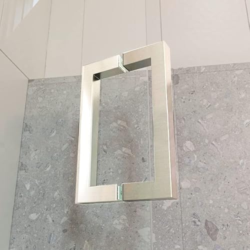 Square Back-To-Back Door Pull Handle For Glass Shower Door (8", Chrome) #TOP1
