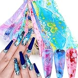 Colorful Marble Nail Foil Transfer Stickers 10 Sheets Marble Nail Art Supplies Foils Marble Nail Art