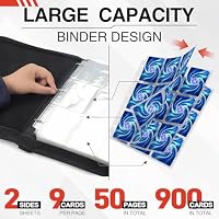 Fuzmo 9 Pocket Trading Card Binder, 900 Cards Zip Album, Black — image 4