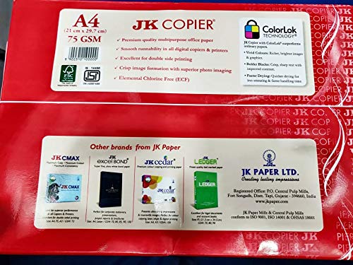 JK Copier 75 GSM A4 500 Sheets Copier Paper Box (5 Reams)