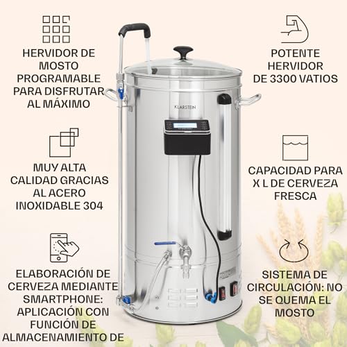 Miniatura 3 de Klarstein Kit Para Hacer Cerveza En Casa, Capacidad De 45l Cerveza Casera Y Artesanal, Kit Cerveza Acero Inoxidable Para Principiantes Y Profesionales 3300w Con Smart App Con Bomba Circulación