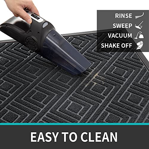 Dexi Front Door Mat, Low-Profile Non-Slip Durable Heavy Duty Outside Doormat Entrance, Easy Clean Rubber Mats For Floor Entryway, 17"X29", Grey #TOP4