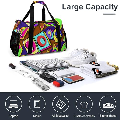 80s Sport Gym Bag Travel Duffle Bags Weekender Overnight Bags Carry On Crossbody Handbag For Beach Workout Yoga4