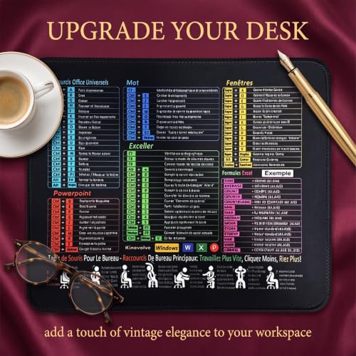 TAHJOS Tapis de Souris Excel avec Raccourcis Clavier en Allemand – Idéal pour Le Bureau, Applications Bureautiques – Surface Glissante, Antidérapante, Bords Cousus – 1 Unité – vue 5