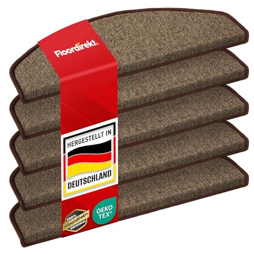 Floordirekt Dywaniki na schody – London Pro, br?zowe, 1 sztuk, pó?okr?g?e, 23,5 x 65 cm