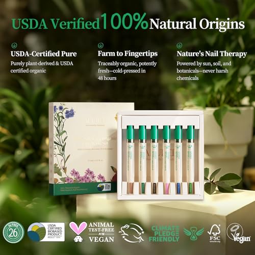 APUREE Organic Cuticle Oil Set (6pcs) | 100% Bio-Based | For Nail Dermatitis & Cracked Cuticles | USDA Verified | Hexane Free | Vegan — view 3