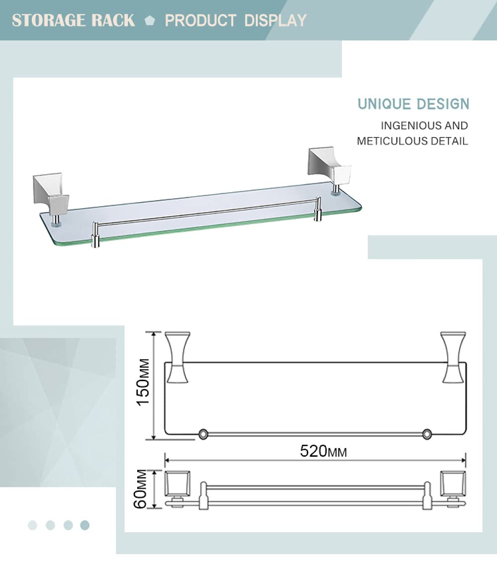 VVW&LIU Juego de Accesorios de baño Soporte de Papel Cuadrado Cromado Gancho para Bata Barra de Toalla Estante de Vidrio Accesorios de baño Acero Inoxidable, BA0022CP, 86