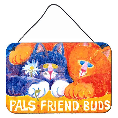Caroline's Treasures 6029DS812 Cats Pals Friends Buds Wall or Door Hanging Prints Aluminum Metal Sign Kitchen Wall Bar Bathroom Plaque Home Decor, 8x12, Multicolor