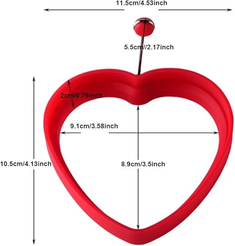 Vista 3 de SEIWEI Molde de huevo frito Anillos de cocina de huevo antiadherente DIY Pancake Hornear Herramienta de cocina Forma de corazón Rojo