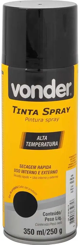 Kit 2 Tinta Spray Alta Temperatura Preto 350ml Vonder Preto