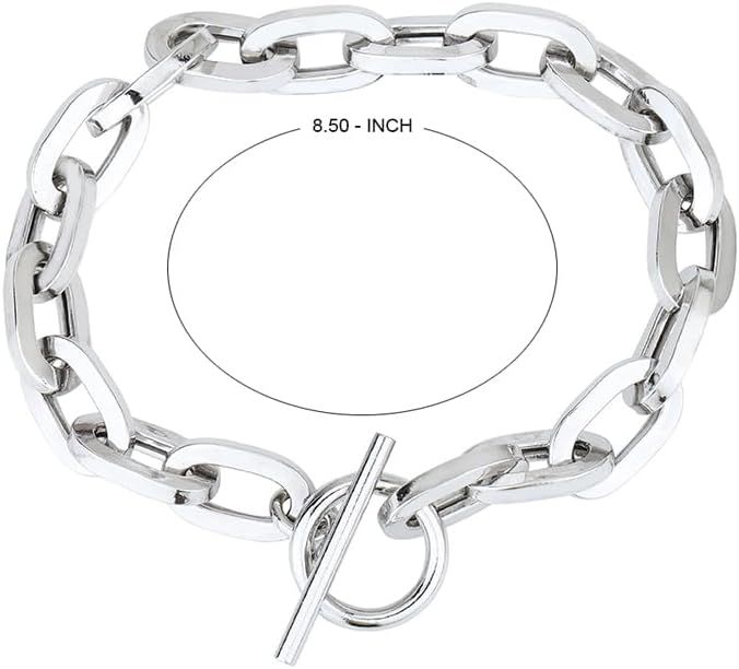 Vanbelle Sterling Silver Jewelry - Rhodium Plated with 925 Stamp - Classic Handmade Hollow Chain Bracelet for Men & Women - 8.5 Inches with Toggle Lock - Image 4