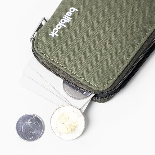 Image of Bellblock Canvas Card Holder Wallet for Man /Women | Upto 15 Cards, Folded Cash & Coins | Coin Pouch | Credit /Debit Card Holder for Men /Women | Gift for Man /Woman | Olive Green