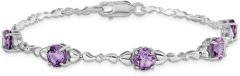 Diamond2Deal Sterling Silver Rhodium-plated Multi Gemstone and Diamond Bracelet