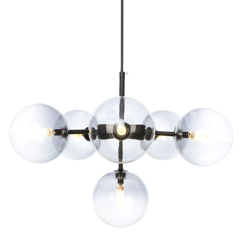 Îlot de cuisine lumière suspendue noire lustre plafond moderne salle à manger