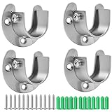 Mirrwin Stangen Flansch Set Kleiderstangen Halterung Stangenhalterung Edelstahl Stangen Flansch Set für Schrankrohr-Stange Kleiderstange Duschvorhangstange 4 Stück mit Schraube Expansionsrohr (25mm)