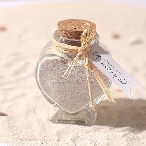 Magic Season Decorative Glass Bottles with Cork Stoppers (2.7 fl oz. Heart-Shaped Bottles / 6 Pcs)