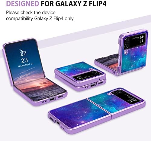 DUEDUE Case for Samsung Z Flip 4, Glow in the Dark Ultra Slim Fit Shockproof Protective Silicone Nebula TPU Anti Scratch Bumper Protection Galaxy Z Flip 4 5G Luminous Case Cover, Blue