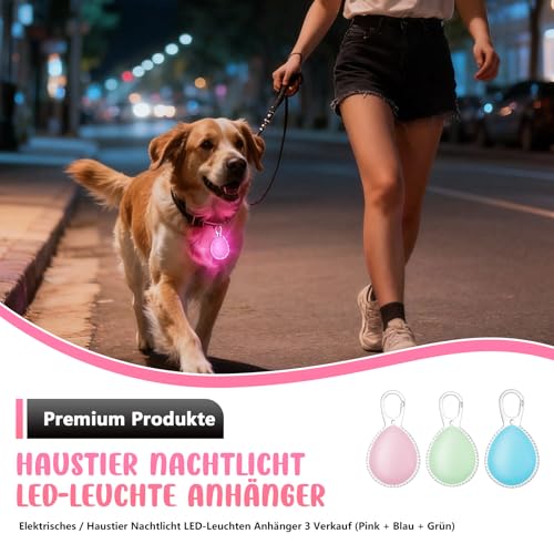 HOSPAOP LED Leuchtanhänger für Hunde, 3 Stück USB Wiederaufladbare Sicherheitslicht Hundelicht mit 3 Leuchtmodi, Blinklicht für Hundehalsband, Kinder Schulranzen, Katzen, Jogger