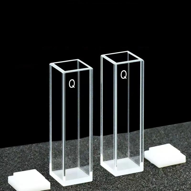 2pcs 10mm 3.5ml Quartz Cuvette Acid&Alkali Resistant Fluorescent Sample Cell for UV Visible Light Spectrometers Fluorometers(2-Way)