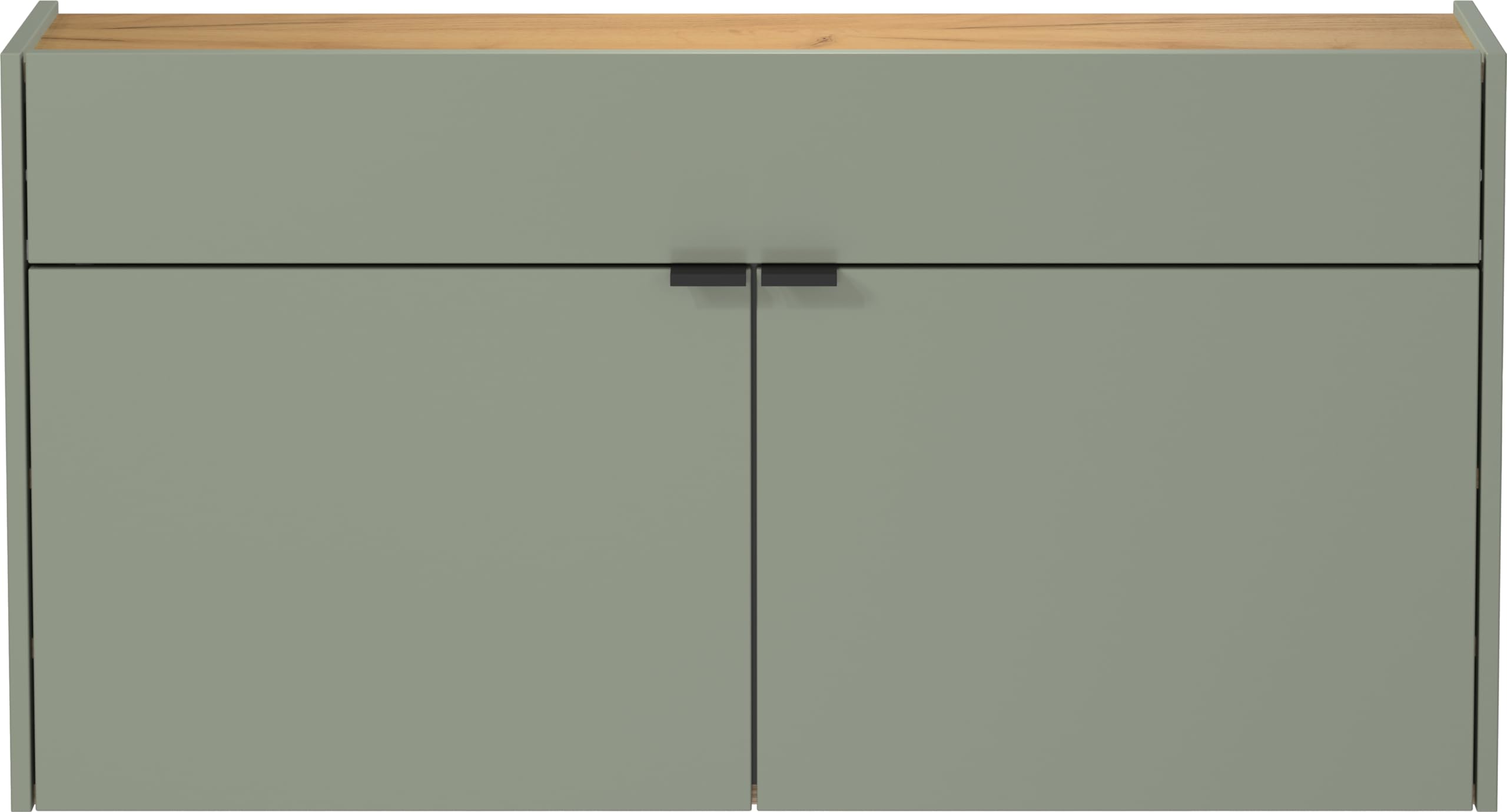 Germania Armoire à Chaussures 1398-629 GW-Ameca, en Coloris Vert Taupe/chêne, Profondeur Faible, Optimale dans Les Couloirs Étroits, 110 x 57 x 22 cm (l x h x p)