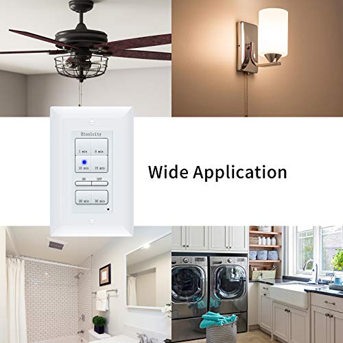 Countdown Timer Switch, Etoolcity Bathroom Fan Timer, 1-5-10-15-20-30 Min Preset in-Wall Timer Switch, Neutral Wire Required, 1800W, White - Thumbnail 7