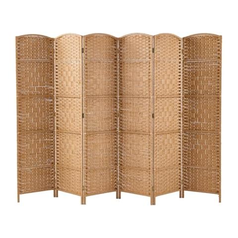 INMOZATA 6 Panel Hand Made Wicker Folding room Divider Living Room Partition Privacy Screen Separator Natural Cover