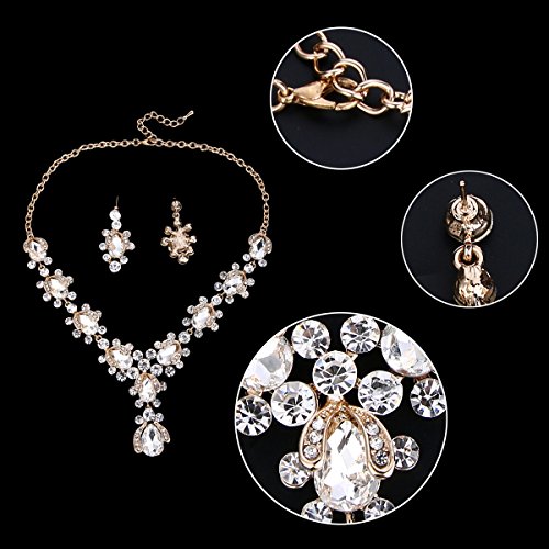 EVER FAITH Damen österreichischen Kristall Art Deco Tropfen Adjustable Halskette Ohrringe Set
