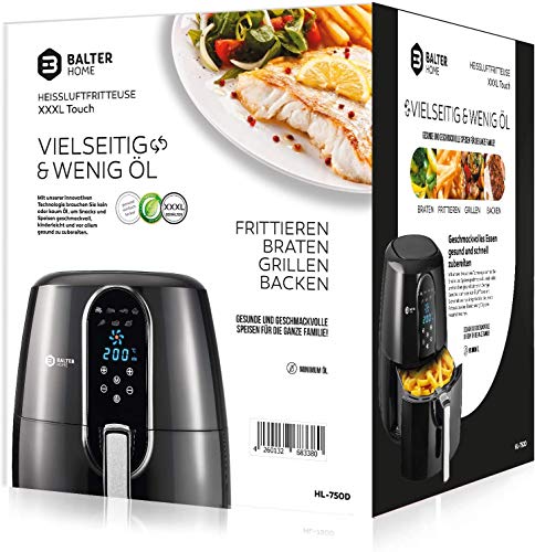 Foto von Balter Heißluftfritteuse XXXL-Touch, Friteuse, 6,2 Liter – XXXL Garraum, LCD Display, Rezeptheft, 7 Programme, 2000W