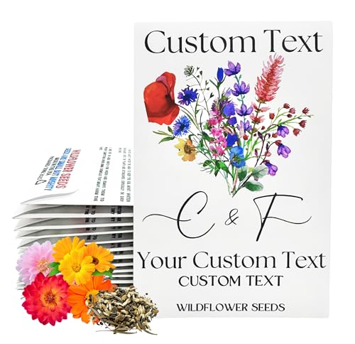 Custom Seed Packets Bulk Prefilled With Wildflower Seeds Wedding Party Favors Personalized for Bridal Shower Guest Wedding Baby Business Logo