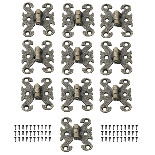 YHXiXi 10PCS Vintage H Hinge with Screws Jewellery Box Decorative Hinge Wooden Box Home Decoration Hinge Antique Mini Decorative Folding Hinge for Tool Box Jewellery Box Cabinet Gift Boxes
