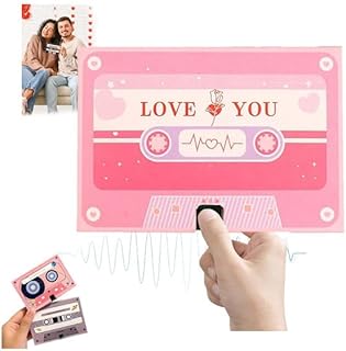 Valentine's Day Voice Recordable Greeting Card,DIY 60Seconds Blank Voice Recordable Talking GreetingCard,Customizable Sound Greeting Cards,VoiceRecording Cassette Tape Gift for Valentines Anniversary