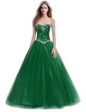 Wrsaqxuz Sweetheart Ball Gown Quinceanera Dresses Bead Crystal Formal Long Prom Dress Party Gowns