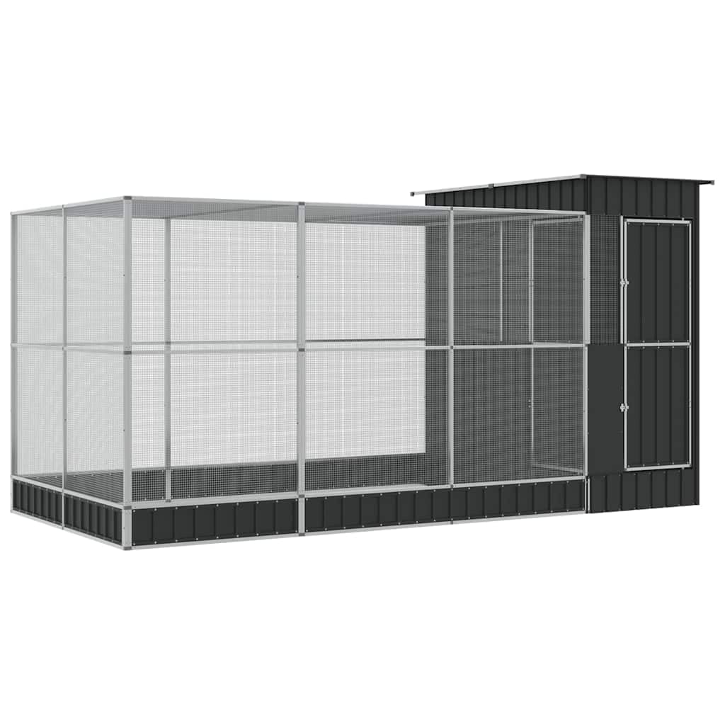 vidaXL Volière avec Extension Argent 416x203x216 cm Acier