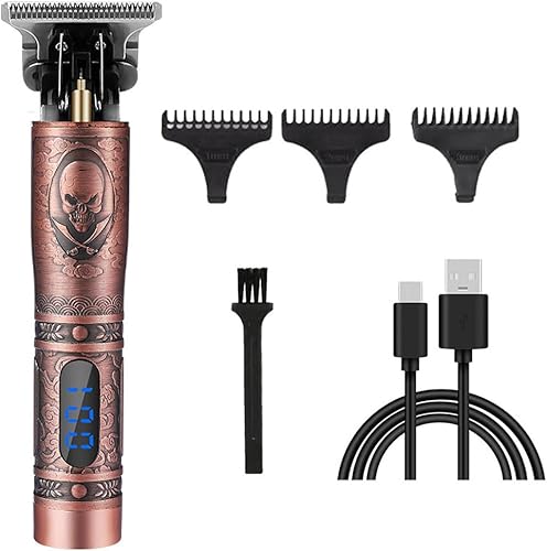 Miniatura 14 de Cortadora de pelo profesional para hombres y mujeres, inalámbrica, recargable, recortadora de pelo, kit de aseo de corte de cuerpo de metal, Cabeza