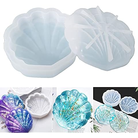 Box Resin Mold, Silicone Resin Molds Jewelry Storage Box Molds, Seashell Epoxy Molds for Resin Crafts DIY (Seashell Storage Box) Cover