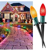 C9 Christmas Lights Outdoor, 26FT 20 LED C9 String Lights with Stakes | Connectable Shatterproof ...