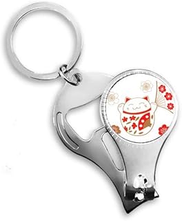Lucky Fortune Cat Flower Fan Japão Nail Nipper Ring Chaveiro Abridor de Garrafas Cortador