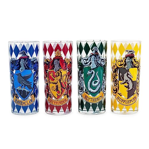 Image of Silver Buffalo Harry Potter Hogwarts House Crests 4-Pack Tumbler Set, 10-Ounces